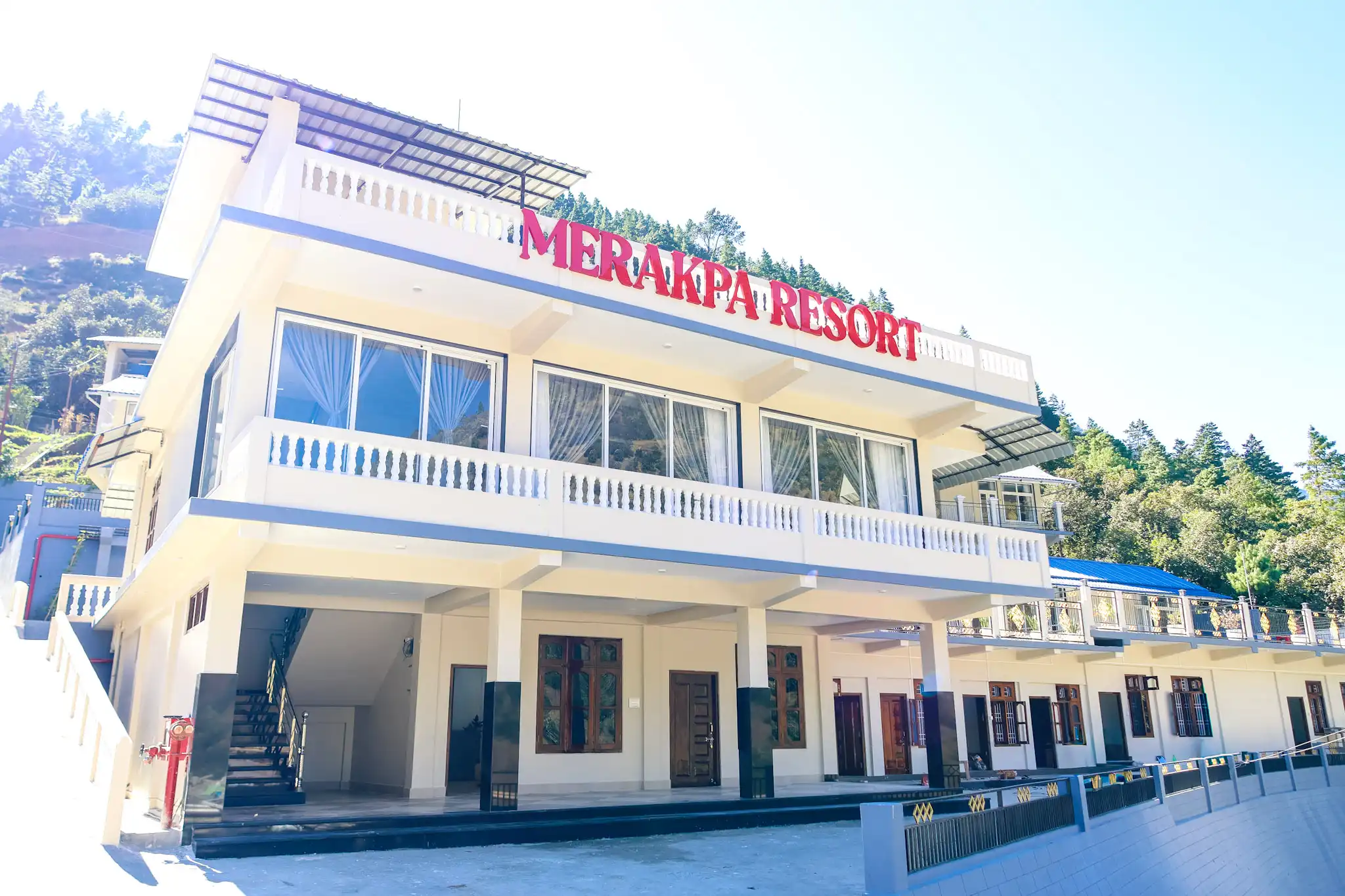 Front view of Merakpa Resort Dirang - Best Hotel in Dirang Arunachal Pradesh